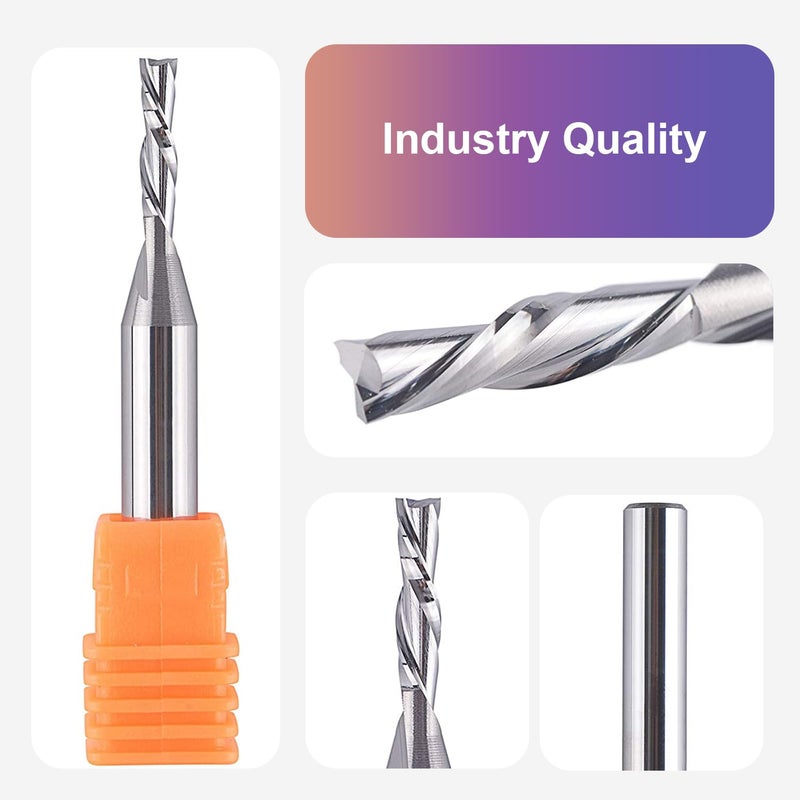 SpeTool Spiral Router Bits with DownCut 1/8 inch Cutting Diameter, 1/4 inch Shank CNC Bits Solid Carbide End Mill for Wood Cut, Carving - Image 3
